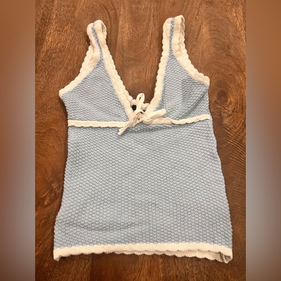 Forever 21 Knitted Tank Top Baby Blue - Picture 1 of 4
